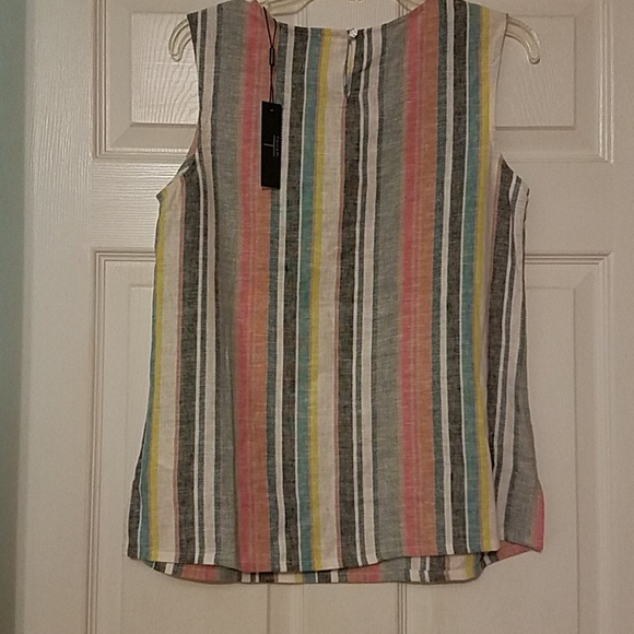 Tahari multi color stripes sleeveless top Small - Picture 2 of 5